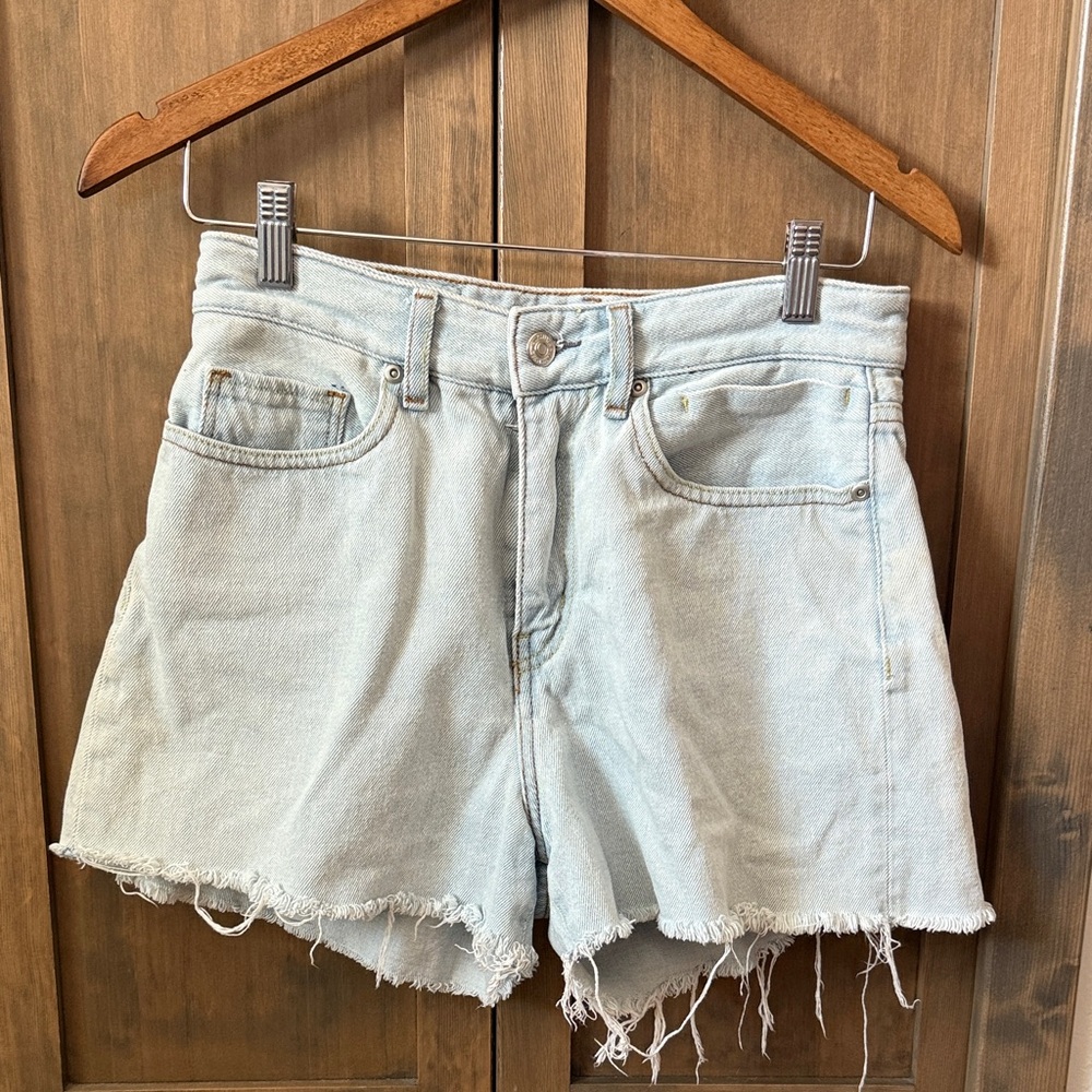 Quiksilver Blue Jean Shorts Distressed Frayed Hem
